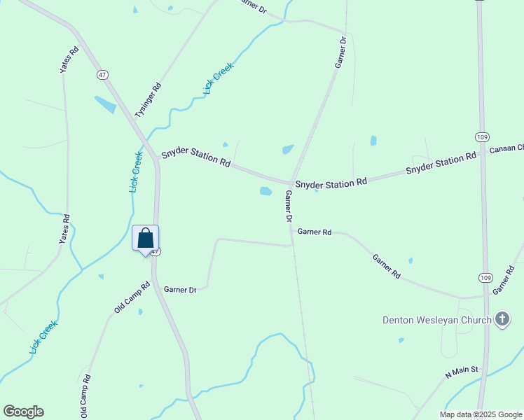 map of restaurants, bars, coffee shops, grocery stores, and more near 1374 Garner Drive in Denton