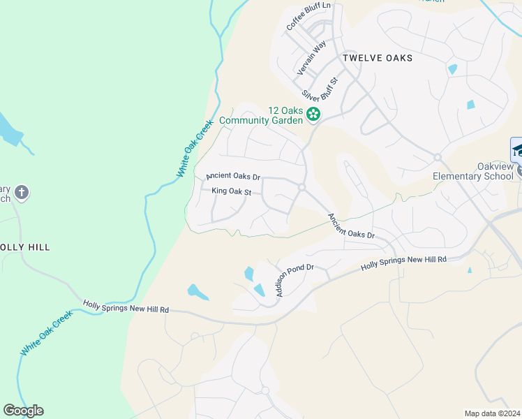 map of restaurants, bars, coffee shops, grocery stores, and more near 105 Carving Tree Court in Holly Springs