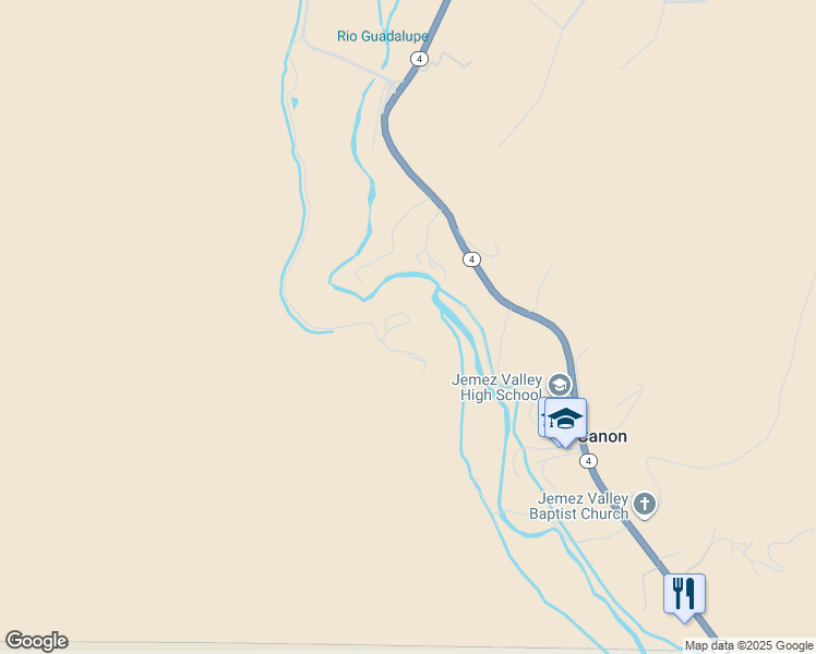 map of restaurants, bars, coffee shops, grocery stores, and more near 884 Chimal Road in Jemez Springs