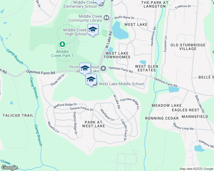 map of restaurants, bars, coffee shops, grocery stores, and more near 4600 West Lake Road in Apex