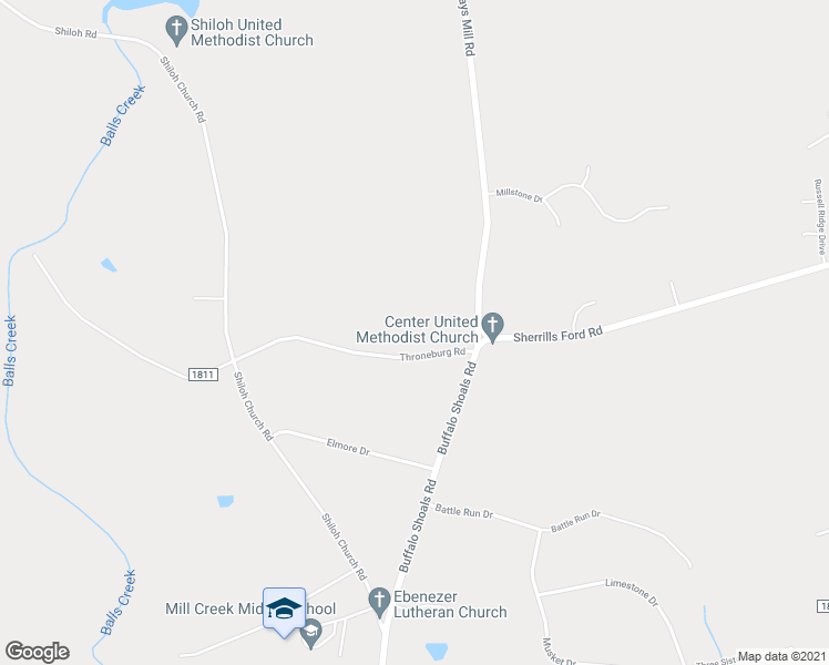 map of restaurants, bars, coffee shops, grocery stores, and more near 5064 Throneburg Road in Catawba