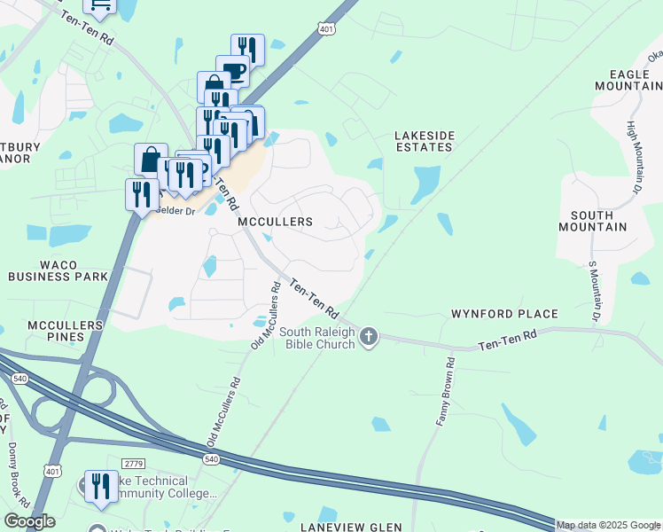 map of restaurants, bars, coffee shops, grocery stores, and more near 161 Tawny Slope Court in Raleigh