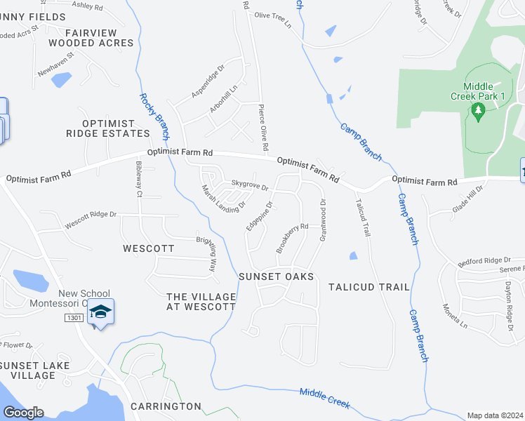 map of restaurants, bars, coffee shops, grocery stores, and more near 304 Edgepine Drive in Holly Springs