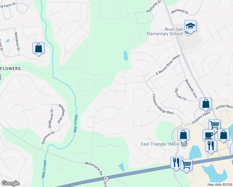 map of restaurants, bars, coffee shops, grocery stores, and more near 14 Tybee Creek Cove in Clayton
