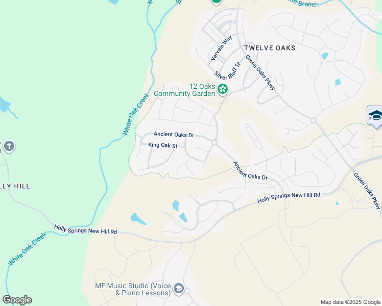 map of restaurants, bars, coffee shops, grocery stores, and more near 209 Mint Julep Way in Holly Springs