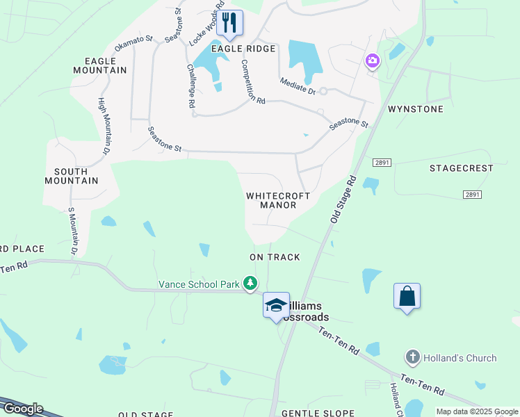 map of restaurants, bars, coffee shops, grocery stores, and more near 1113 Armsleigh Court in Raleigh