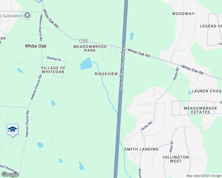 map of restaurants, bars, coffee shops, grocery stores, and more near 2605 Rifle Ridge Court in Garner
