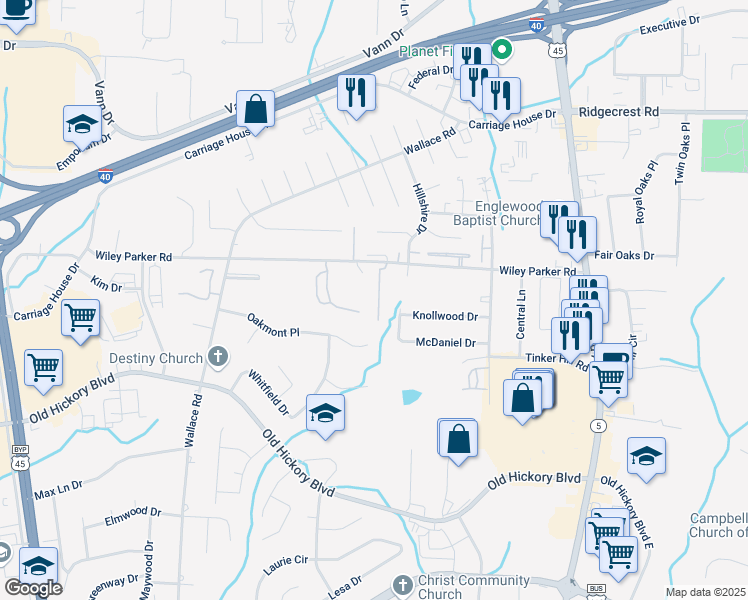 map of restaurants, bars, coffee shops, grocery stores, and more near 45 Broadmoor in Jackson