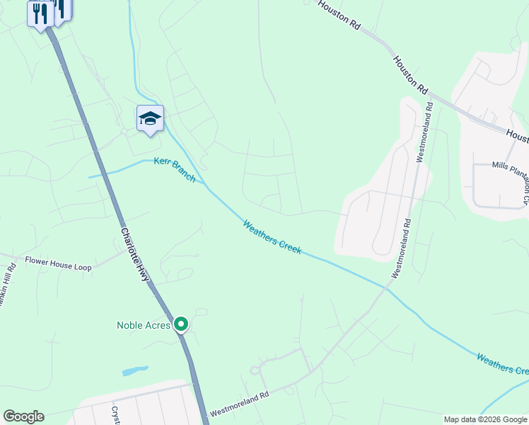 map of restaurants, bars, coffee shops, grocery stores, and more near 160 Wits End Lane in Mooresville