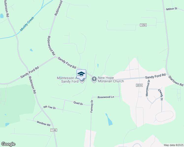 map of restaurants, bars, coffee shops, grocery stores, and more near 2904 Sandy Ford Road in Newton