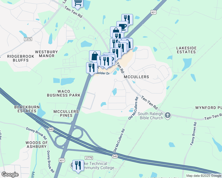 map of restaurants, bars, coffee shops, grocery stores, and more near 8024 Hergety Drive in Raleigh