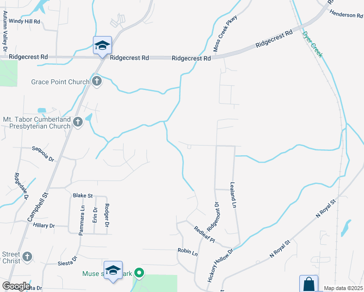 map of restaurants, bars, coffee shops, grocery stores, and more near 18 Oakridge Drive in Jackson