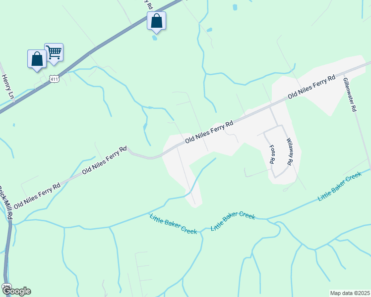 map of restaurants, bars, coffee shops, grocery stores, and more near 5036 Old Niles Ferry Road in Maryville