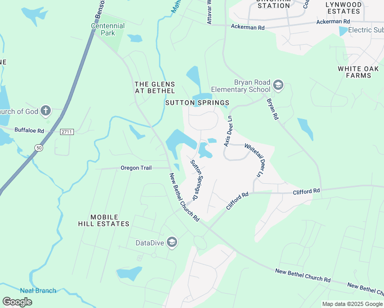 map of restaurants, bars, coffee shops, grocery stores, and more near 101 Treybridge Lane in Garner