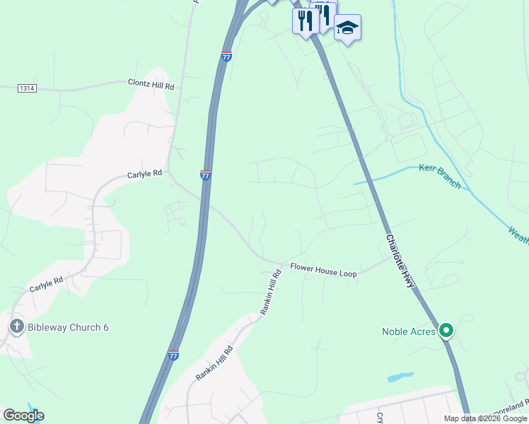 map of restaurants, bars, coffee shops, grocery stores, and more near 487 Flower House Loop in Troutman