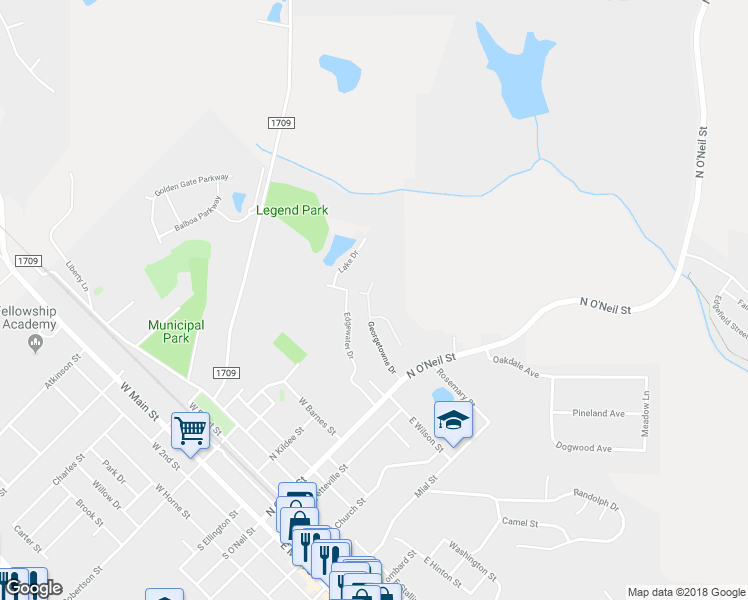 map of restaurants, bars, coffee shops, grocery stores, and more near 212 Georgetowne Drive in Clayton