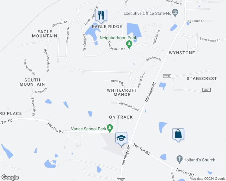map of restaurants, bars, coffee shops, grocery stores, and more near 1116 Armsleigh Court in Raleigh