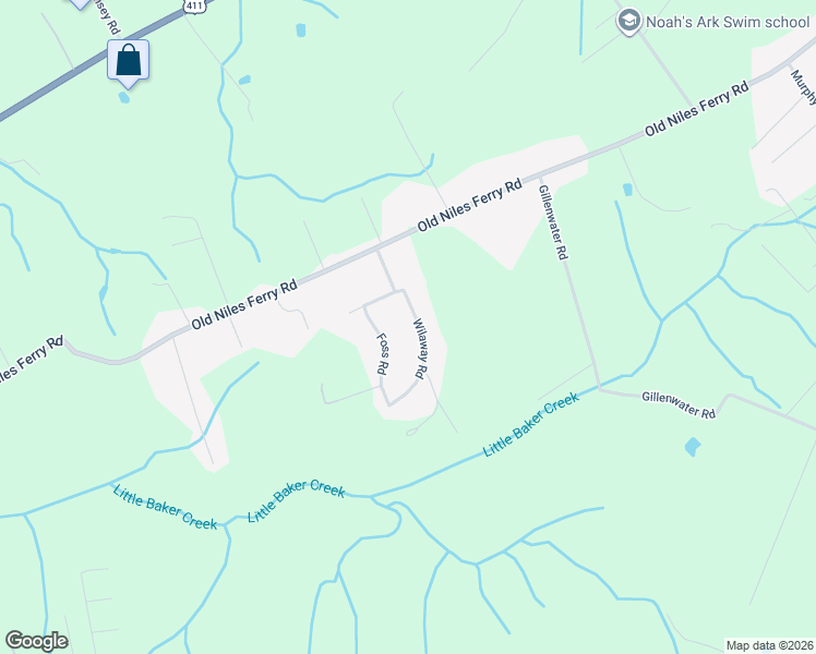 map of restaurants, bars, coffee shops, grocery stores, and more near 445 Wilaway Road in Maryville
