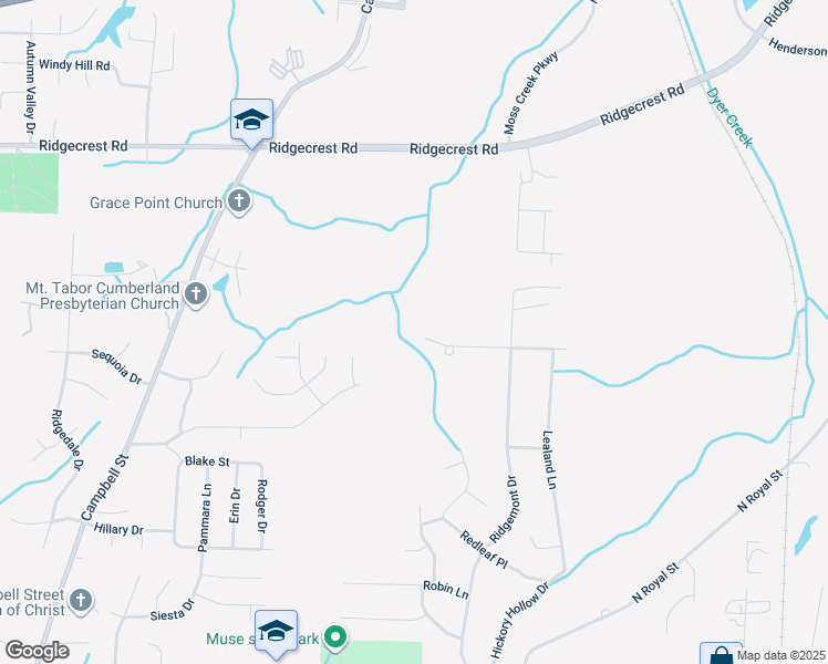 map of restaurants, bars, coffee shops, grocery stores, and more near 18 Oakridge Drive in Jackson