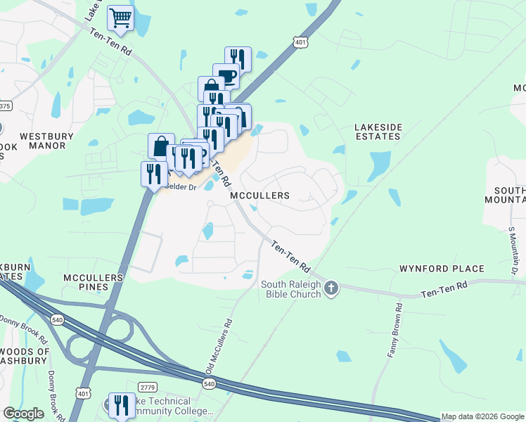 map of restaurants, bars, coffee shops, grocery stores, and more near 1020 Synto Street in Raleigh