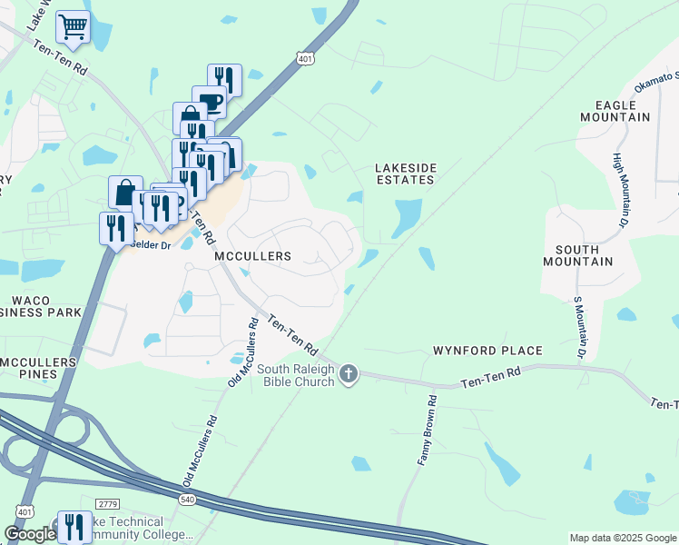 map of restaurants, bars, coffee shops, grocery stores, and more near 240 Amber Acorn Avenue in Raleigh