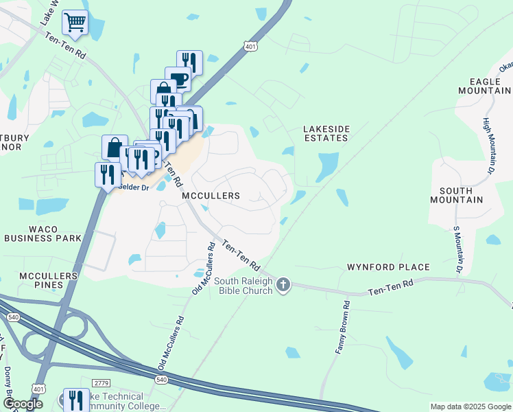 map of restaurants, bars, coffee shops, grocery stores, and more near 183 Amber Acorn Avenue in Raleigh