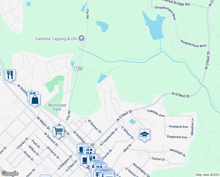 map of restaurants, bars, coffee shops, grocery stores, and more near 229 Georgetowne Drive in Clayton