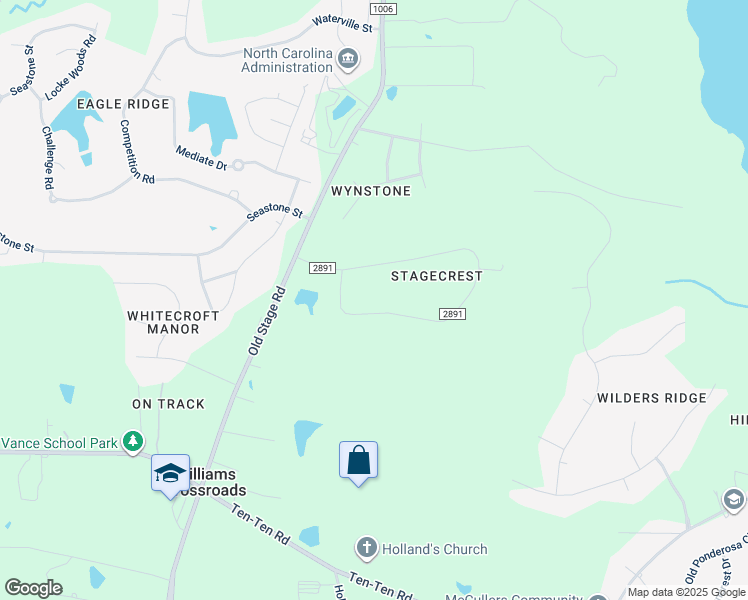map of restaurants, bars, coffee shops, grocery stores, and more near 107 Stagecrest Drive in Raleigh