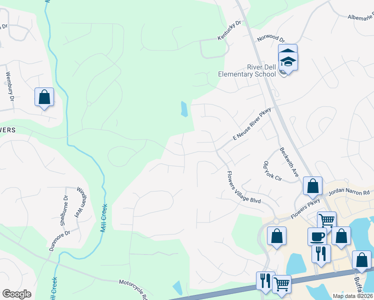 map of restaurants, bars, coffee shops, grocery stores, and more near 22 Bella Casa Way in Clayton