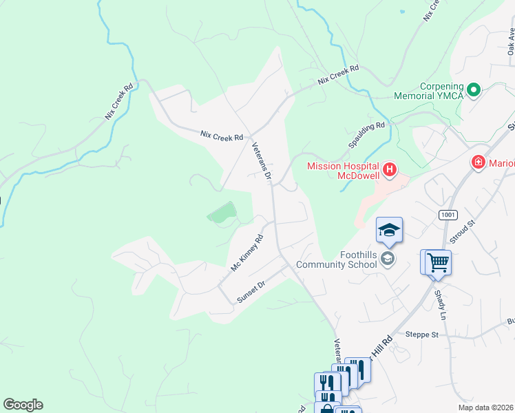 map of restaurants, bars, coffee shops, grocery stores, and more near 675 Old Toms Creek Road in Marion