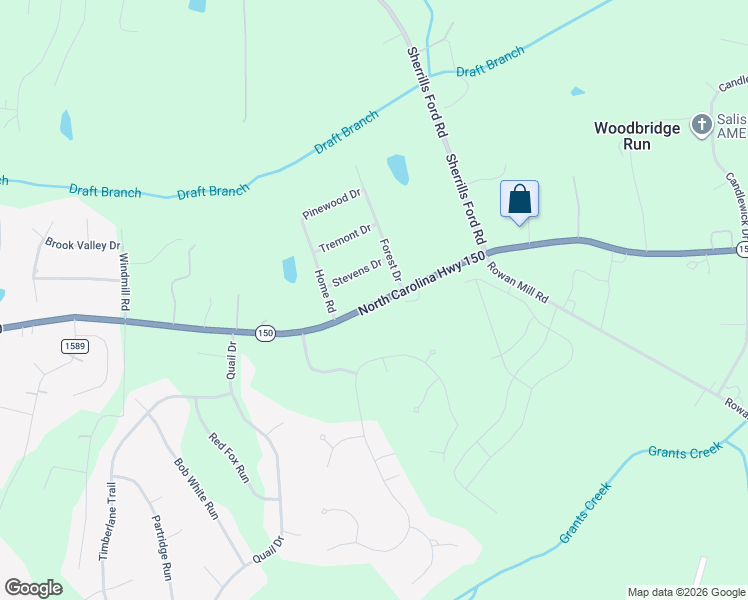 map of restaurants, bars, coffee shops, grocery stores, and more near 2214 Mooresville Road in Salisbury