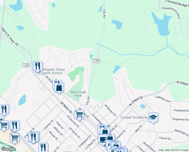 map of restaurants, bars, coffee shops, grocery stores, and more near 352 City Road in Clayton