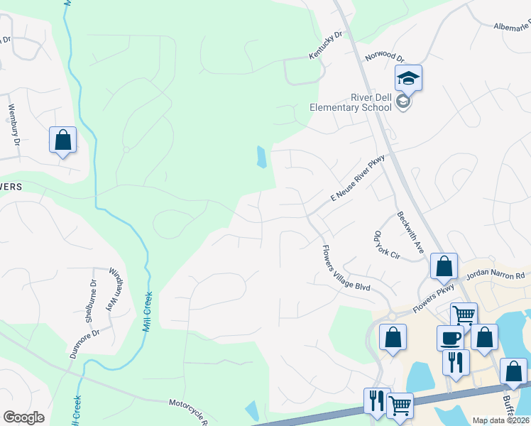 map of restaurants, bars, coffee shops, grocery stores, and more near 22 Bella Casa Way in Clayton