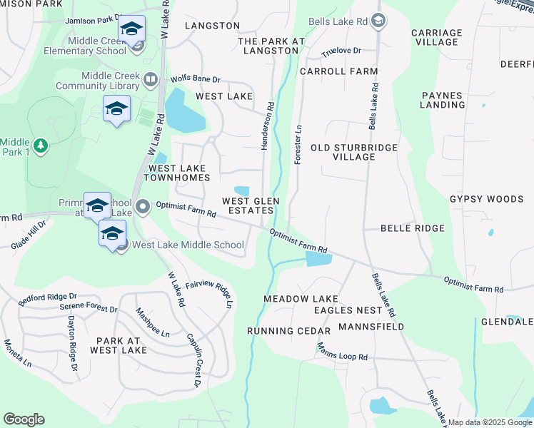 map of restaurants, bars, coffee shops, grocery stores, and more near 8429 Henderson Road in Apex