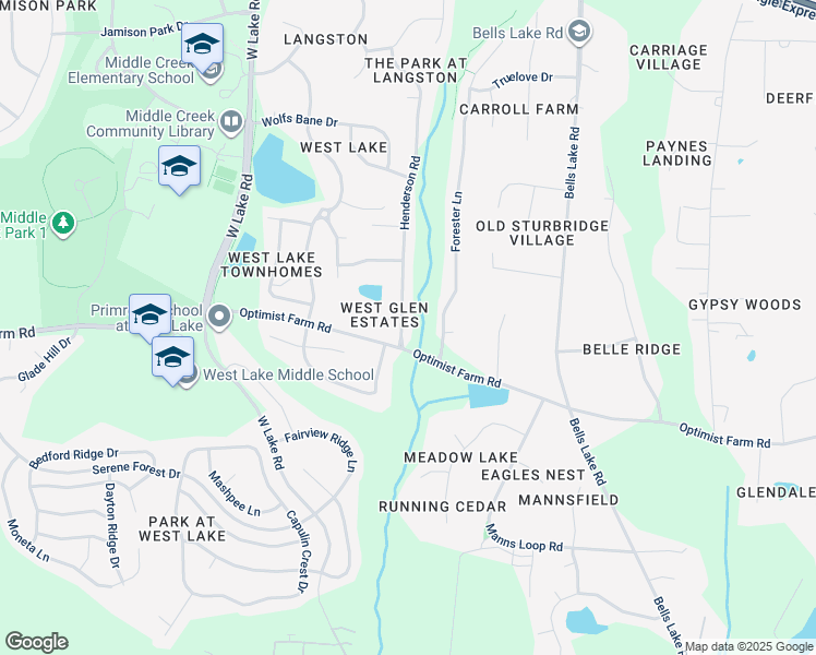 map of restaurants, bars, coffee shops, grocery stores, and more near 8429 Henderson Road in Apex