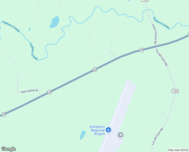 map of restaurants, bars, coffee shops, grocery stores, and more near 2537 North Carolina 49 in Asheboro