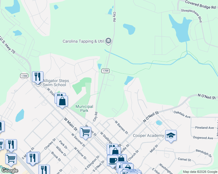 map of restaurants, bars, coffee shops, grocery stores, and more near 352 City Road in Clayton