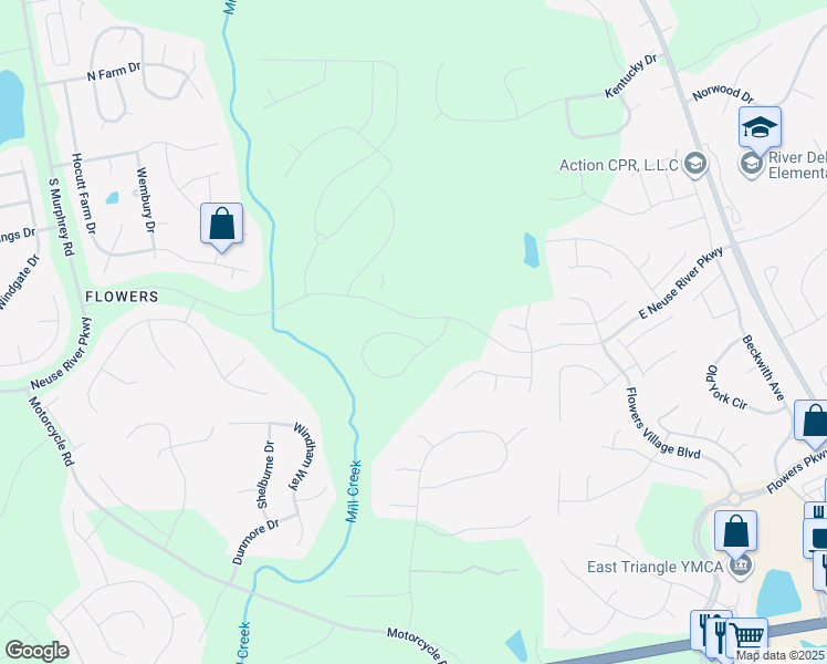 map of restaurants, bars, coffee shops, grocery stores, and more near 441 Ashley Woods Court in Clayton