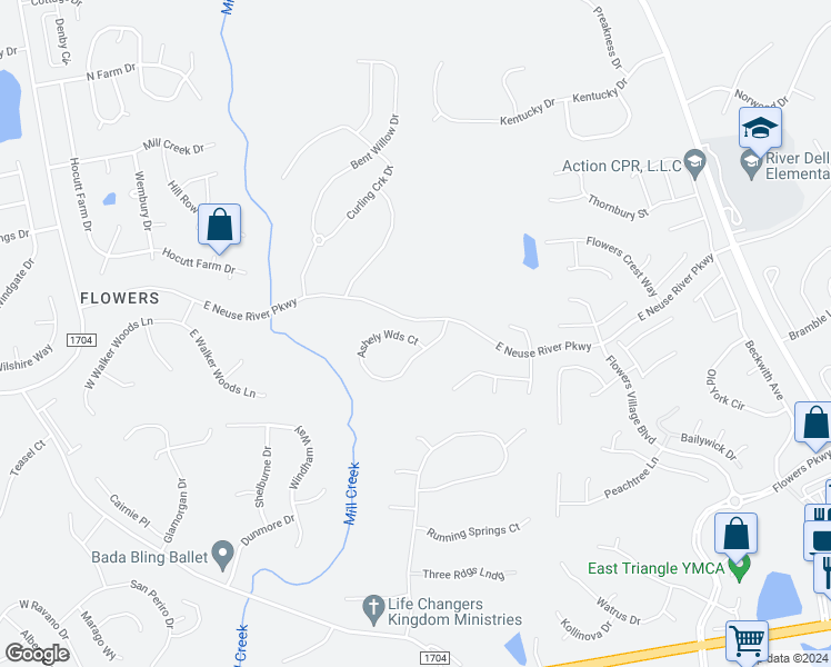 map of restaurants, bars, coffee shops, grocery stores, and more near 441 Ashley Woods Court in Clayton