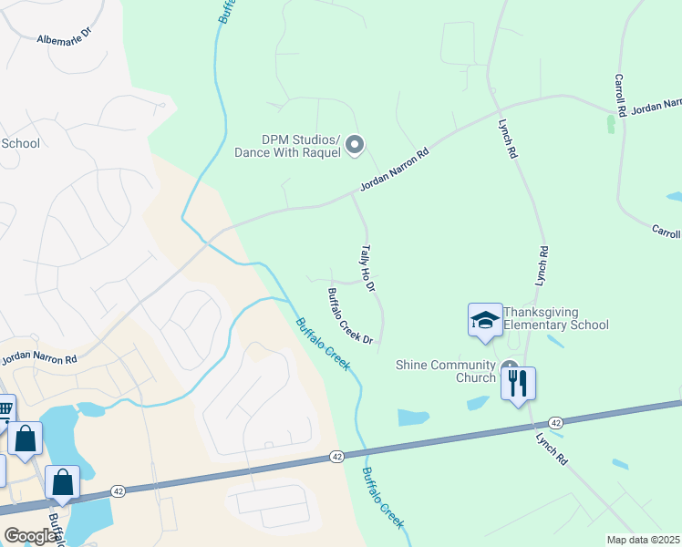 map of restaurants, bars, coffee shops, grocery stores, and more near 56 Chase Drive in Selma