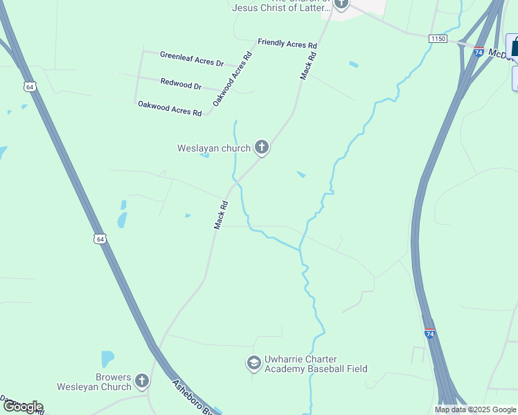 map of restaurants, bars, coffee shops, grocery stores, and more near 816 Skycrest Country Road in Asheboro