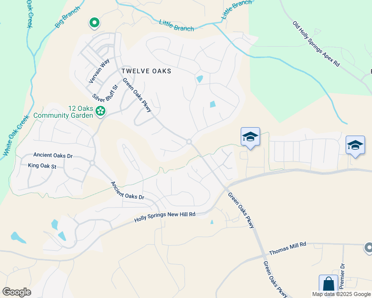 map of restaurants, bars, coffee shops, grocery stores, and more near 221 Morning Oaks Drive in Holly Springs