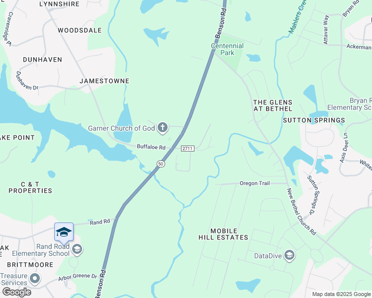 map of restaurants, bars, coffee shops, grocery stores, and more near 2315 Benson Road in Garner