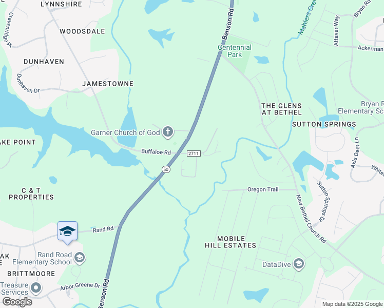 map of restaurants, bars, coffee shops, grocery stores, and more near 2315 Benson Road in Garner