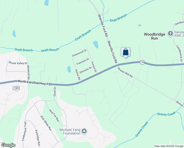 map of restaurants, bars, coffee shops, grocery stores, and more near 2214 Mooresville Road in Salisbury