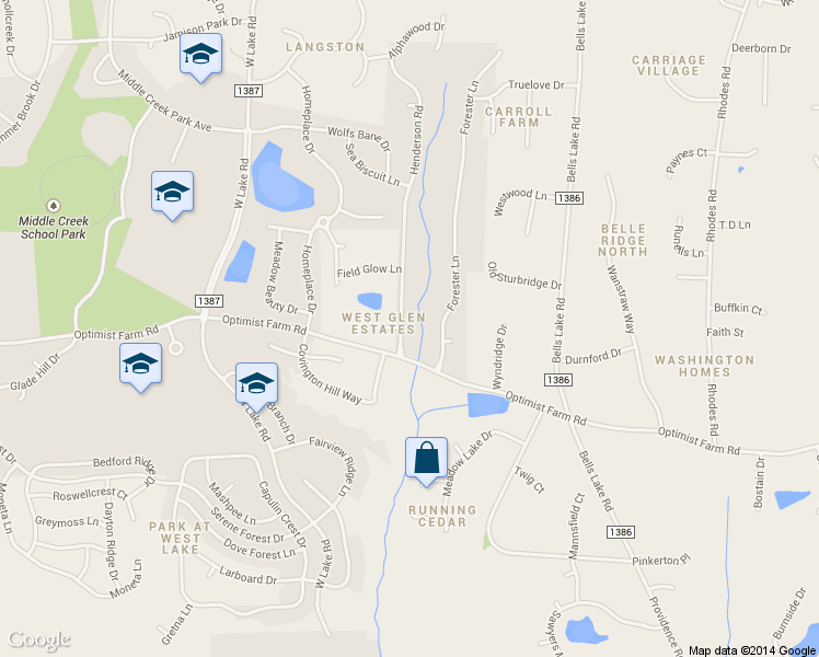 map of restaurants, bars, coffee shops, grocery stores, and more near 8425 Henderson Road in Apex