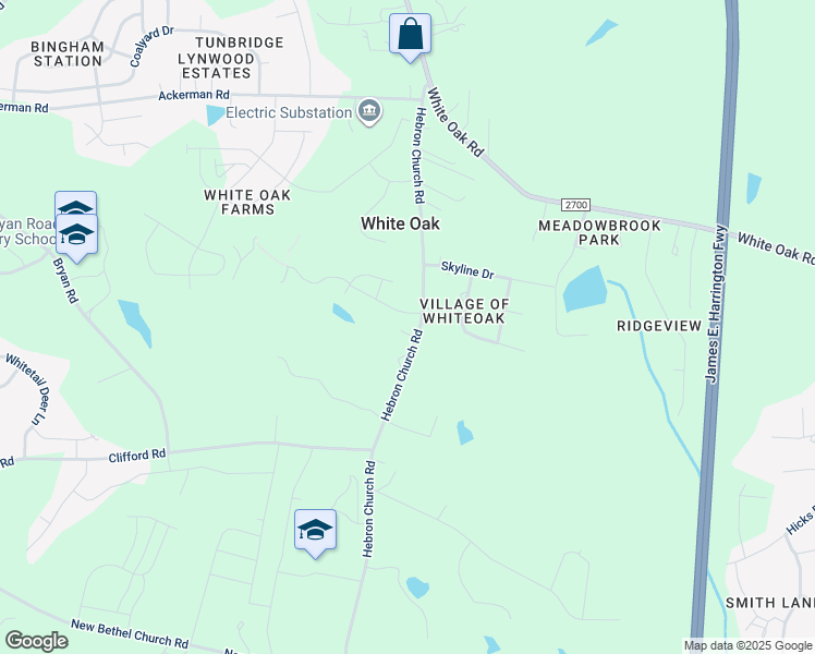 map of restaurants, bars, coffee shops, grocery stores, and more near 8032 Hebron Church Road in Garner