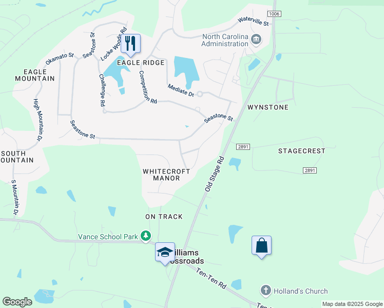 map of restaurants, bars, coffee shops, grocery stores, and more near 117 Chalcedony Street in Raleigh