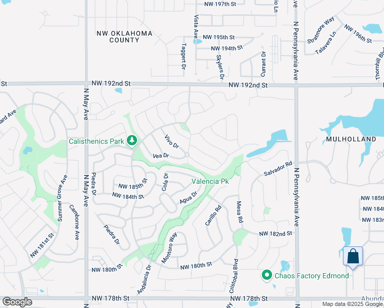 map of restaurants, bars, coffee shops, grocery stores, and more near 18644 Vivo Drive in Edmond