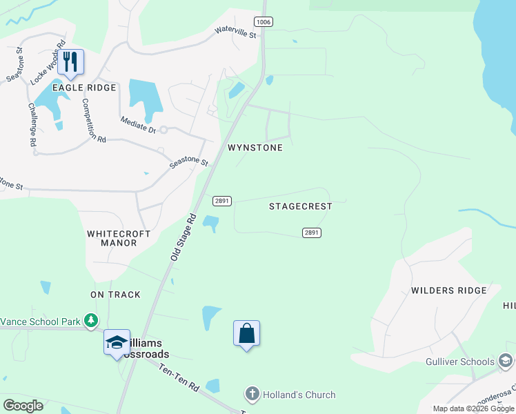 map of restaurants, bars, coffee shops, grocery stores, and more near 161 Stagecrest Drive in Raleigh
